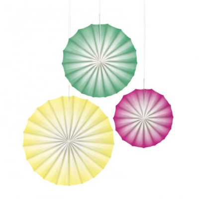 Rosetas Decorativas Verde, Rosa e Amarelo