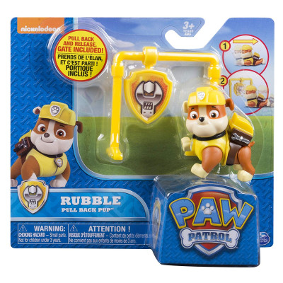 Rubble Pull Back Pup Figura Básica Patrulha Pata