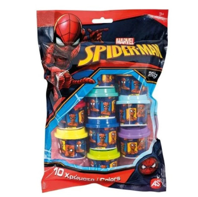 Saco 10 Potes Plasticina Spiderman
