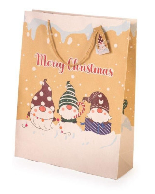 Saco de Papel Gnomos de Natal Médio