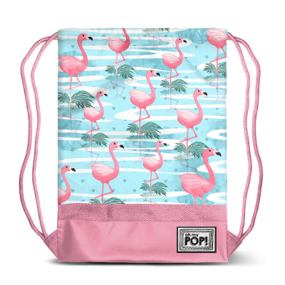 Saco mochila com cordões 48cm Oh My Pop Florida flamingos