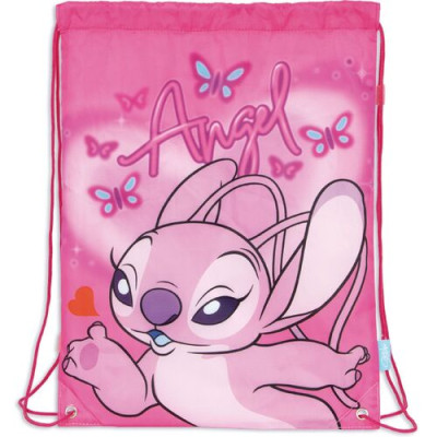Saco Mochila Stitch Angel Rosa 44cm