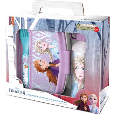 Sanduicheira com Talheres + Cantil Frozen Disney