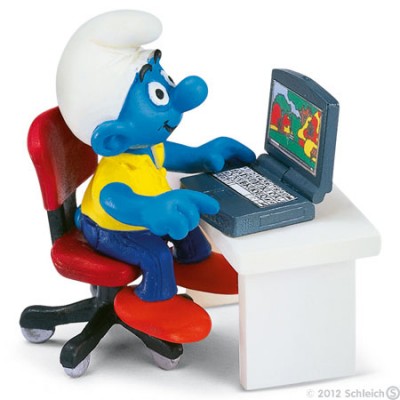 Smurf com Portátil (with Laptop) - Colecção Super Smurfs