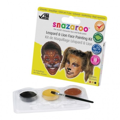 Snazaroo Kit Pinturas Faciais Leopardo e Leão - 10 Faces