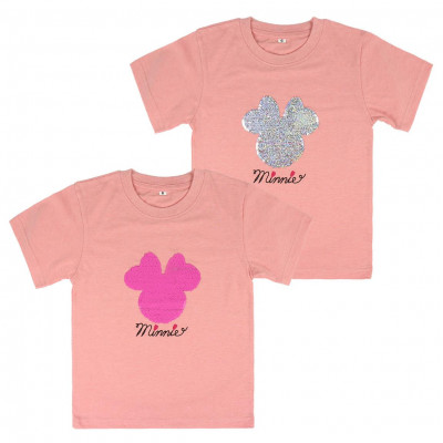 T-shirt Minnie Lantejoulas Rosa