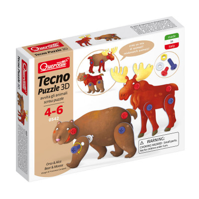Tecno Puzzle 3D Urso e Alce Quercetti