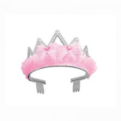 Tiara Tule Rosa Princesa