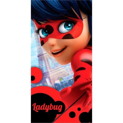 Toalha microfibra Ladybug - Aventuras Ladybug e Cat Noir.