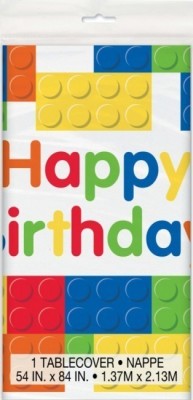 Toalha plástica blocos de lego - Happy Birthday