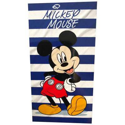 Toalha Praia Algodão Mickey Listas Azuis