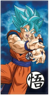 Toalha Praia Microfibra Dragon Ball Goku Saiyan Blue