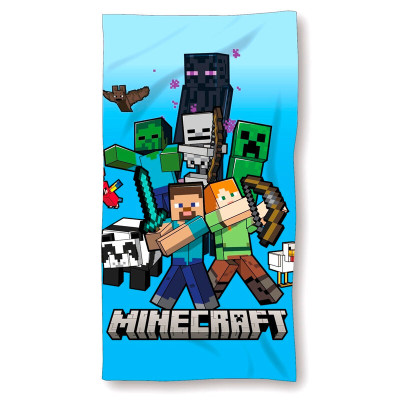Toalha Praia Microfibra Minecraft Blue