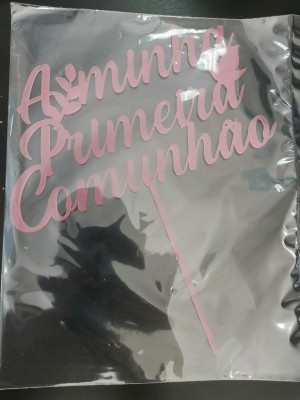 Topper A Minha Primeira Comunhão Rosa