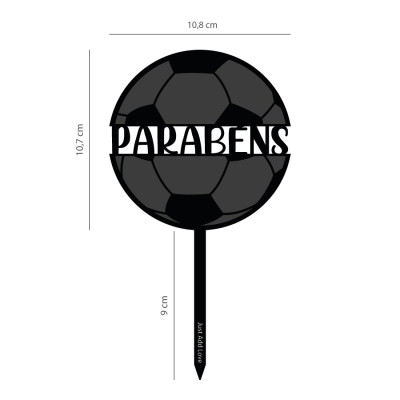 Topper Bolo Acrílico Parabéns Futebol
