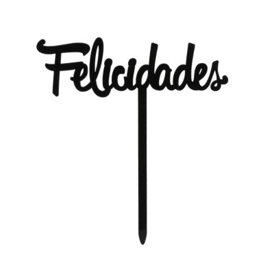 Topper Bolo Felicidades Acrílico Preto