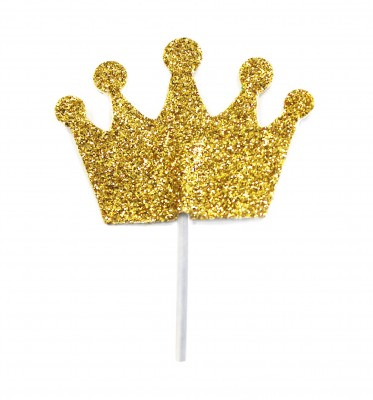 Toppers Coroa Princesa dourada com glitter