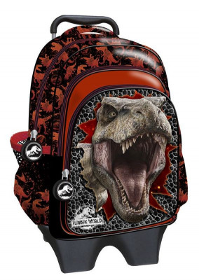Trolley Mochila  3D escolar removível dinossauro Parque Jurássico