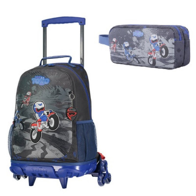 Trolley Mochila Escolar 48cm + Estojo Duplo Totto Kross