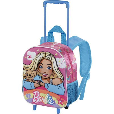 Trolley Mochila Pré Escolar 3D Barbie Rainbow 34cm