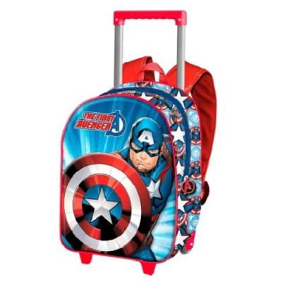 Trolley Mochila Pré Escolar 3D Capitão América Avengers The First 34cm