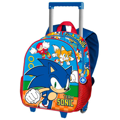 Trolley Mochila Pré Escolar 3D Sonic Team 34cm