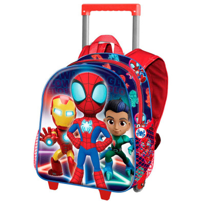 Trolley Mochila Pré Escolar 3D Spidey and his Amazing Friends Glow 34cm