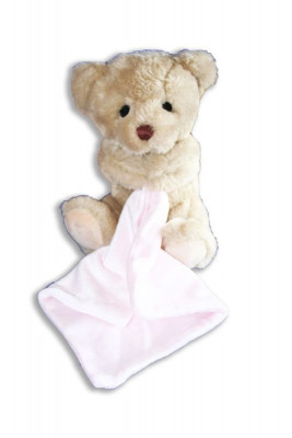 Ursinho com manta rosa 18cm para bebé