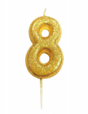 Vela Aniversário Gold Glitter Nº 8