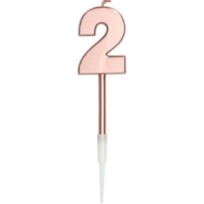 Vela Aniversário Nº2 Metálica Rose Gold 14cm