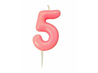 Vela Aniversário Rosa Glitter Nº 5