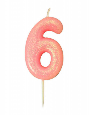 Vela Aniversário Rosa Glitter Nº 6