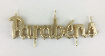 Vela Artesanal Dourada Parabéns 21 cm