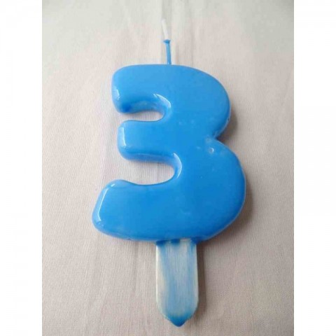 Vela nº 3 Azul Bebé 9,5cm