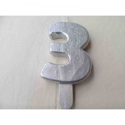 Vela nº 3 Prateado 9,5cm
