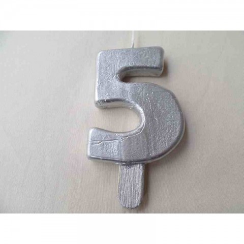 Vela nº 5 Prateado 9,5cm