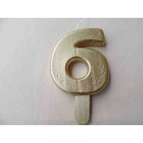 Vela nº 6 Dourado 9,5cm