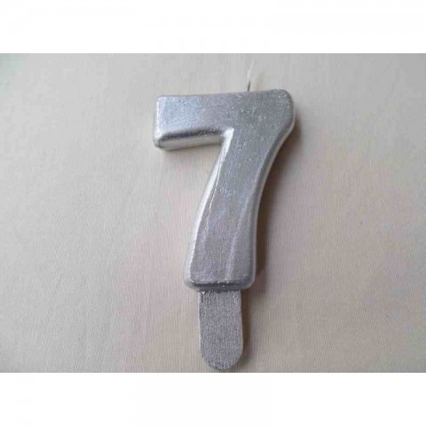 Vela nº 7 Prateado 9,5cm
