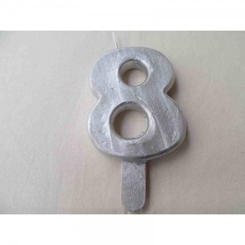 Vela nº 8 Prateado 9,5cm