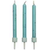 10 Velas Azul Glitter PME