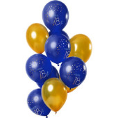 12 Balões Elegant True Blue Happy 18th