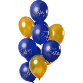 12 Balões Elegant True Blue Happy Birthday