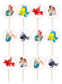 12 Mini Toppers Ariel A Pequena Sereia Disney