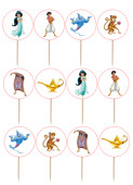 12 Mini Toppers Jasmine Aladino Disney