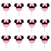 12 Mini Toppers Minnie Pink