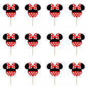 12 Mini Toppers Minnie Red
