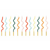 12 Velas Espiral Arco-íris 14cm