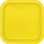 14 Pratos Quadrados Amarelo Neon 23cm