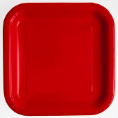 14 Pratos Quadrados Vermelho 22cm