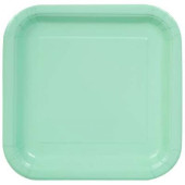 16 Pratos Quadrados Menta 17cm